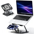 thumbnail image 1 of ASKITO Cooling Laptop Stand, 2-in-1 Phone/Laptop Stand for 10"-17'' Notebook, 360° Rotatable Height Adjustable & Foldable Protable, Black, 1 of 8