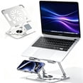 thumbnail image 1 of ASKITO Cooling Laptop Stand, 2-in-1 Phone/Laptop Stand for 10"-17'' Notebook, 360° Rotatable Height Adjustable & Foldable Protable, Silver, 1 of 7