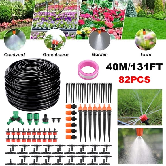 ASKITO Drip Irrigation Kits, 130 FT Garden Irrigation System 1/4, Blank Distribution Tubing Watering Drip Kit Automatic Irrigation Equipment for Garden Greenhouse, Flower Bed,Patio,Lawn