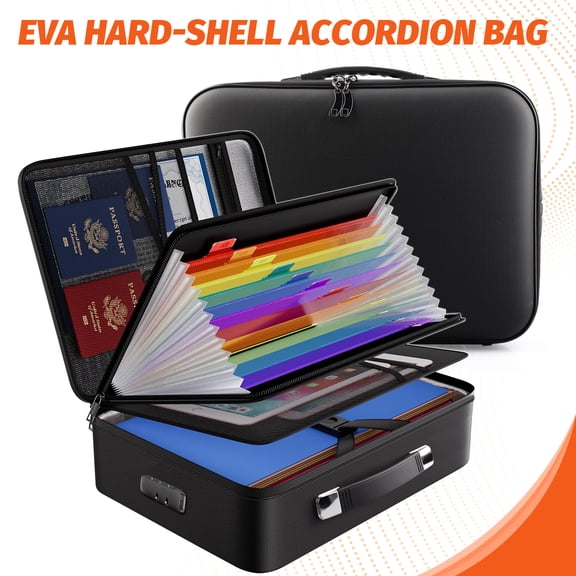 ASKITO Fireproof Document Box, Portable Hard Case Fireproof Box with Lock, Fireproof Water Resistant Safe Box File Organizer for Important Documents Certificates Laptop Passports, Black