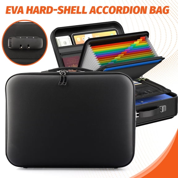 ASKITO Fireproof Document Box, Portable Hard Case Fireproof Box with Lock, Fireproof Water Resistant Safe Box File Organizer for Important Documents Certificates Laptop Passports, Black