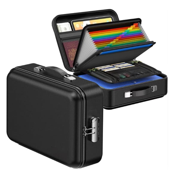 ASKITO Fireproof Document Box, Portable Hard Case Fireproof Box with Lock, Fireproof Water Resistant Safe Box File Organizer for Important Documents Certificates Laptop Passports, Black