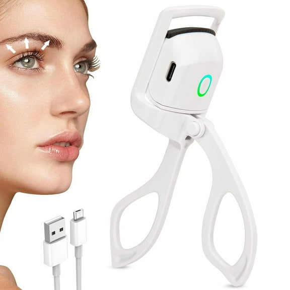 ASKITO Heated Eyelash Curler with USB, Fast Heat up & 24H Long-Lasting,Rechargeable Electric Lash Curlers,Temperature Control, Safe Anti-Burn Quick Natural Curling Eye Lashes,White
