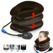 ASKITO Neck Stretcher for Pain Relief, Adjustable Inflatable Cervical Traction Device, Neck Brace for Home Use, Supports Neck Decompression & Spine Alignment, Coffee