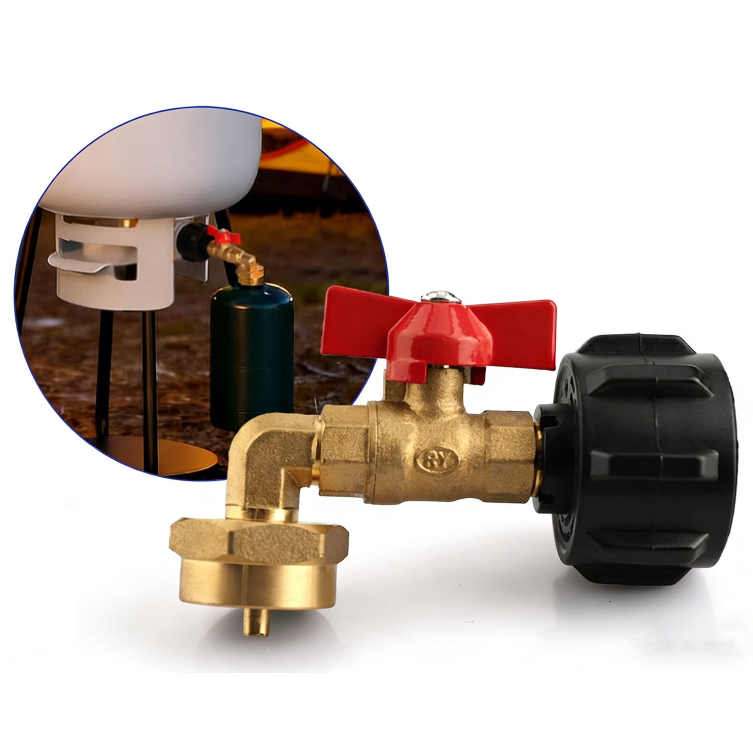 ASKITO Propane Refill Adapter 20lb to 1lb Converter, Design with Valve ...