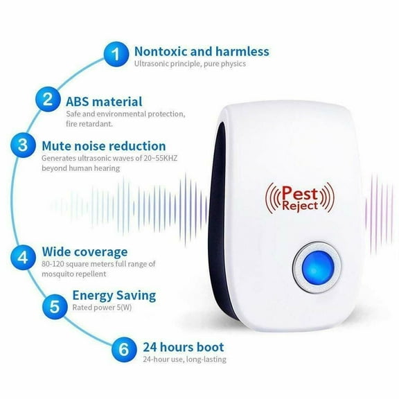 ASKITO Repellent pest Control Ultrasonic Pest Repeller Electronic Plug in Sonic for Bugs Mice Insects Spiders Mosquitoes