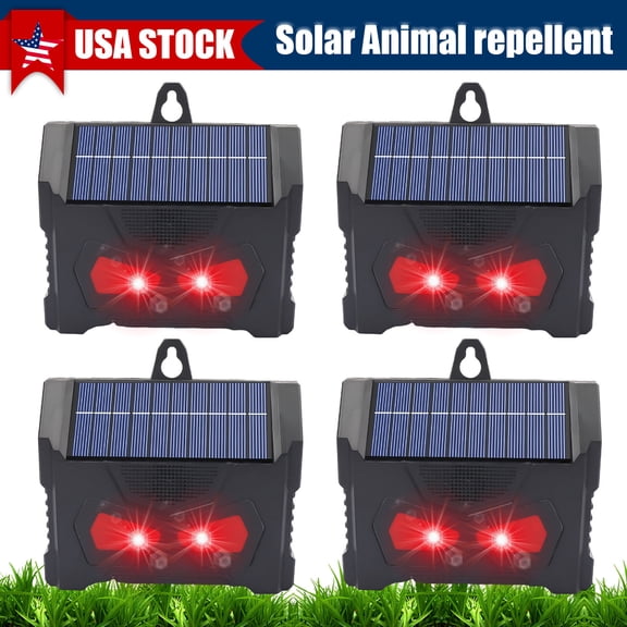 ASKITO Solar Nocturnal Animal Repeller, Repellent Outdoor with Red LED Light, Waterproof Deer Deterrent Devices, Predator Lights for Garden Yard,4 Pack