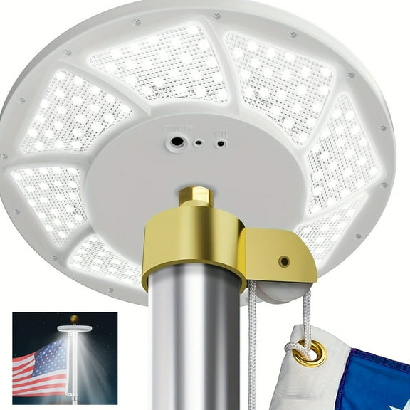 ASKITO Solar Powered Flagpole Light, 26 LED Long Lifespan Flag Pole Light, Solar Powered Waterproof Lighting on Outdoor Pole Top, Auto On/Off