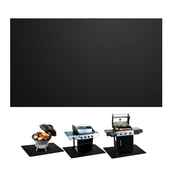 ASKITO Under Grill Mat 50" x 36" for Outdoor Grill, Double-Sided Fireproof Grill Pad, Oil-Proof Waterproof BBQ Protector for Decks and Patios, Black