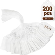 ASKITO White Price Tags with String Marking Strung Tags, Writable Tags Display Label for Products Jewelry Clothing Tags,200Pcs