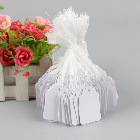 ASKITO White Price Tags with String Marking Strung Tags, Writable Tags Display Label for Products Jewelry Clothing Tags,300Pcs