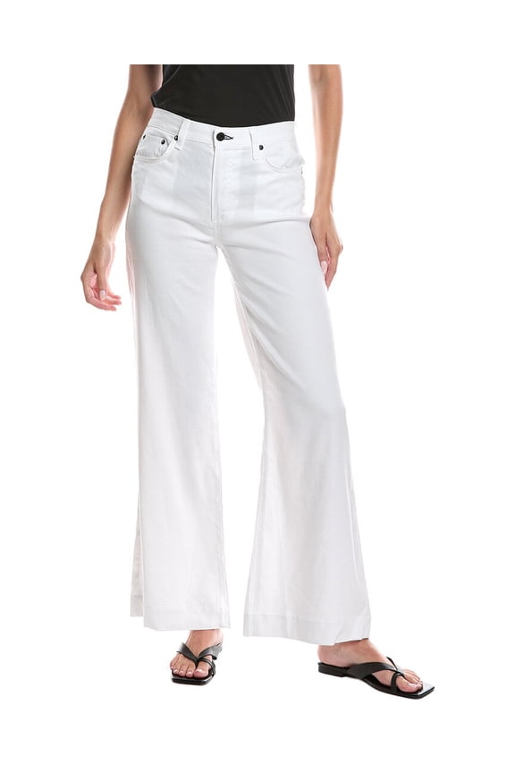 womens Grey Stripe Linen-Blend Wide Leg Jean, 23