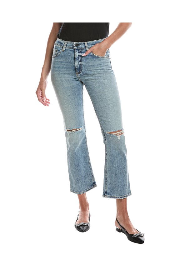 womens High Rise Crop Boot Cut Jean, 34, Blue