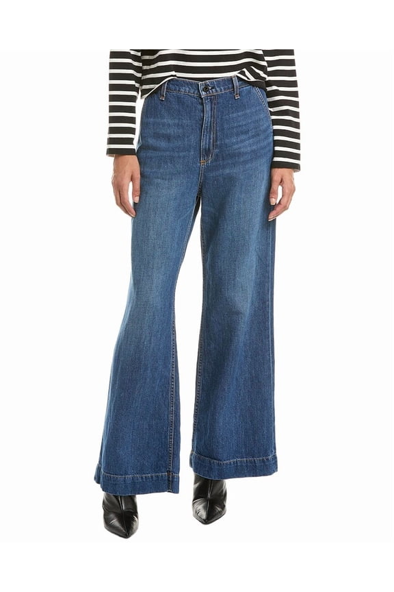 womens  Linen-Blend Roxy Straight Leg Jean, 26, Blue