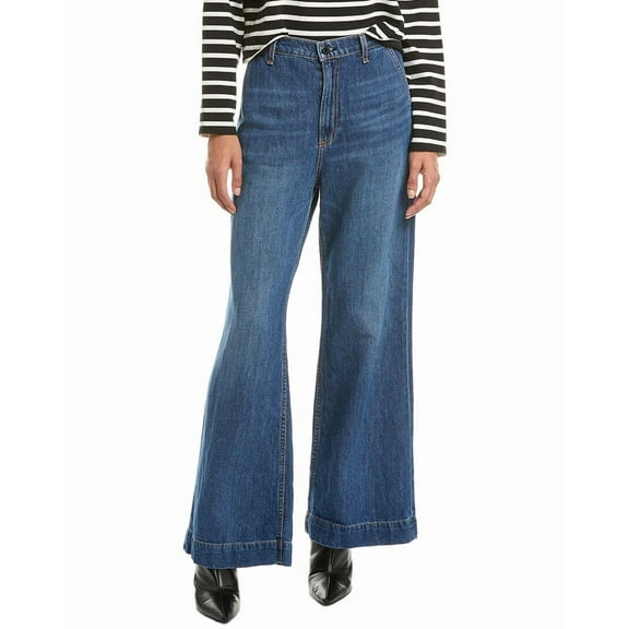 ASKK NY womens  Linen-Blend Roxy Straight Leg Jean, 29, Blue