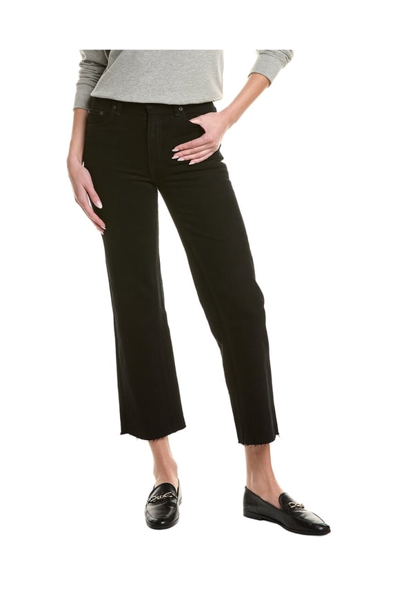 womens Wide Leg Black Rinse Slim Jean, 23, Black