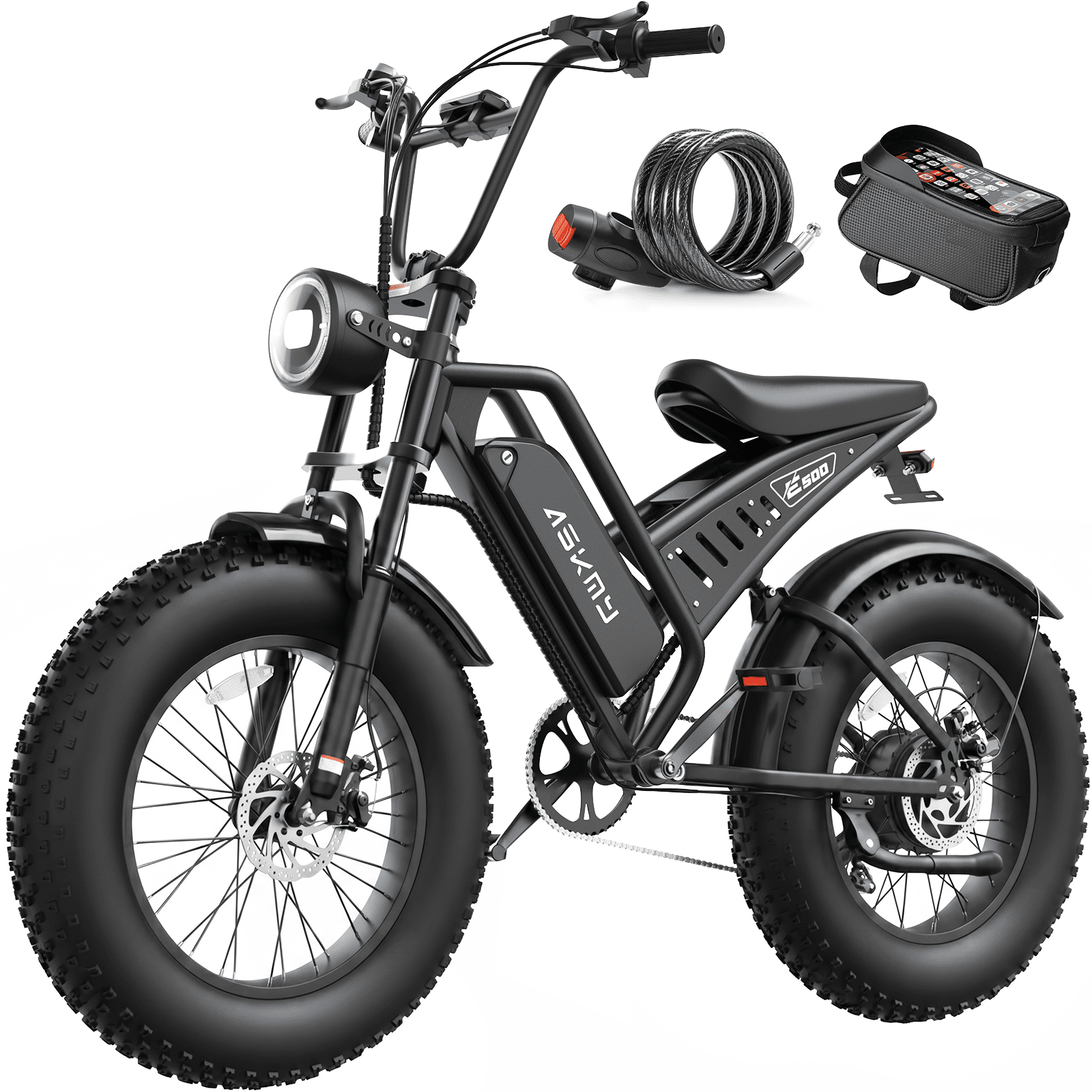 ASKMY E-500 Fat Tire Electric Bike - Powerful, Safe, and Comfortable E-Bike with Advanced Features