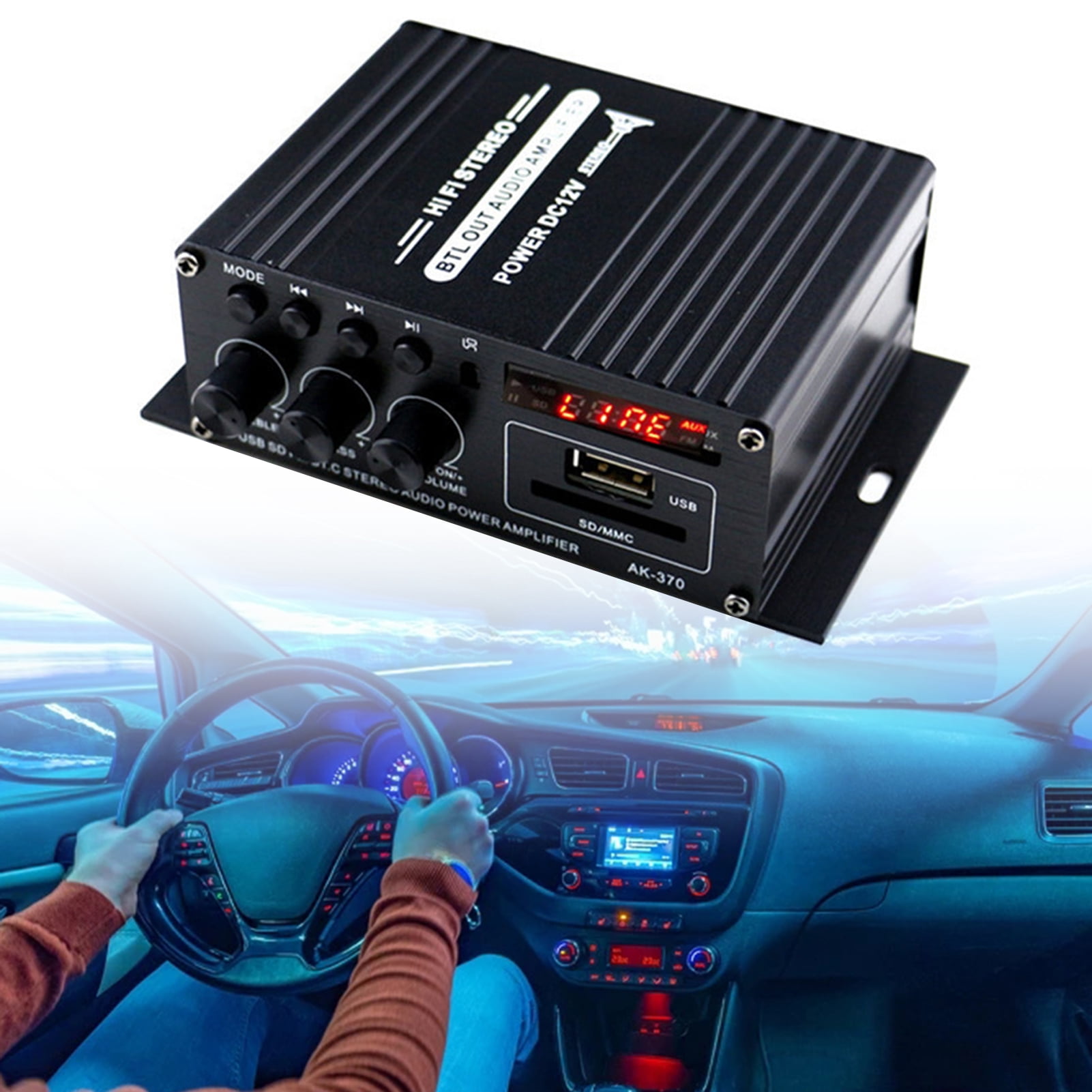 ASKMZ AK370 Power Amplifier Multifunctional Low Distortion Bluetooth-compatible Wireless Connection 12V/220V 2CH Audio Amplificador for Home