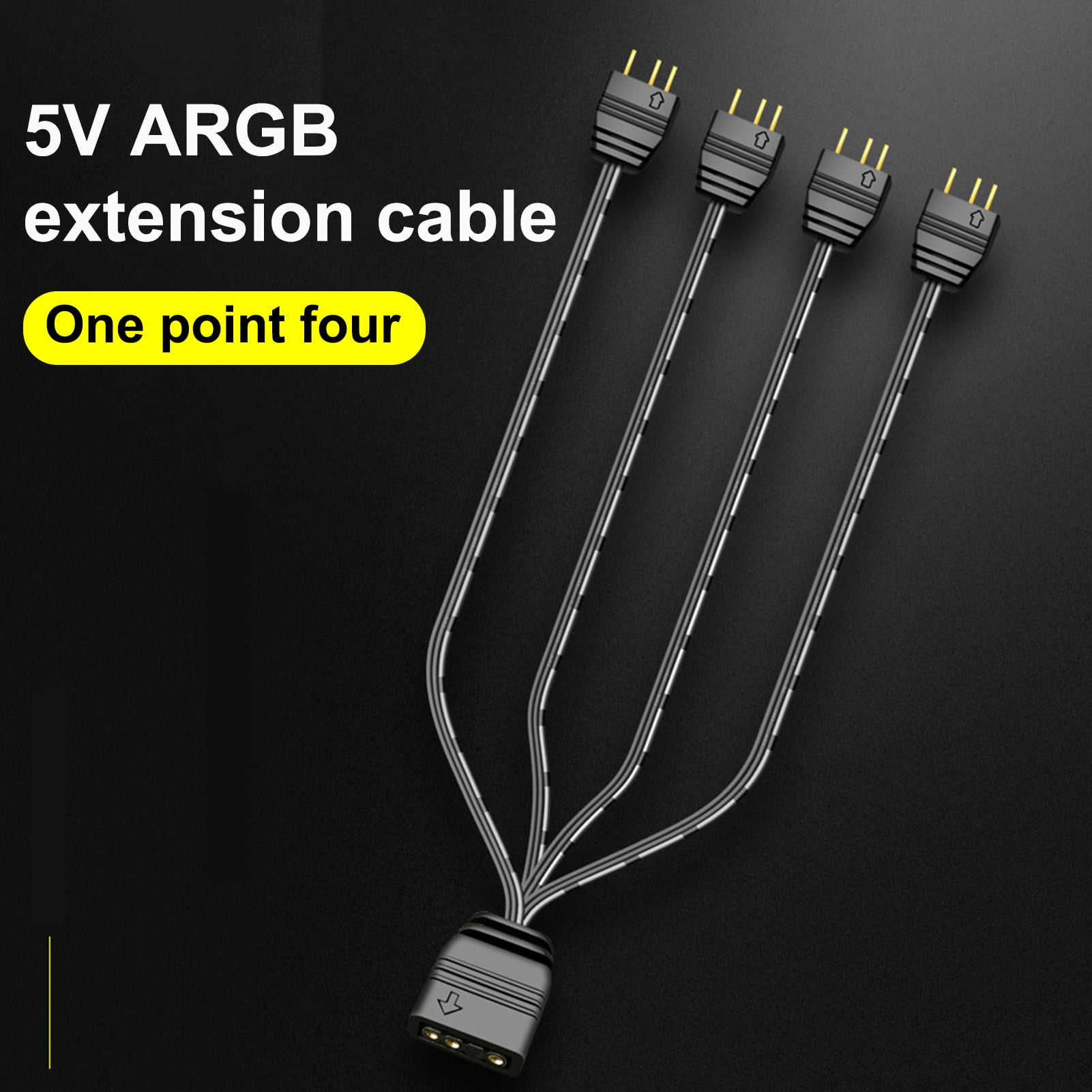ASKMZ ARGB Splitter Cable 5V 3 Pin 1 to 4 Extension Desktop PC Lighting Askmz argb splitter cable 5v 3 pin 1 to 4 extension desktop pc lighting