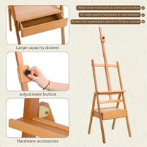 ASKMZ Beech Easel, Drawer, Adjustable Solid beech, for artists, height & angle adjust.