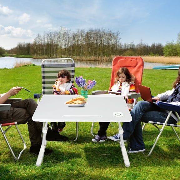 ASKMZ Folding Desk Laptop Bed Tray Table Portable Lap Desk with Foldable Legs, Wide Desktop, Reading Bookshelf