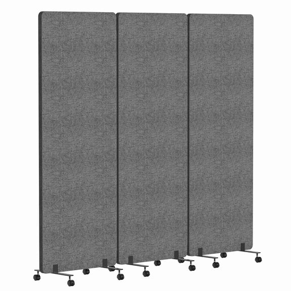 ASKMZ Freestanding Room Divider, 3 Panel Folding Privacy Screen with Wheels and Sound Insulation, Portable Office Divider, 70.9 x 65.8 in