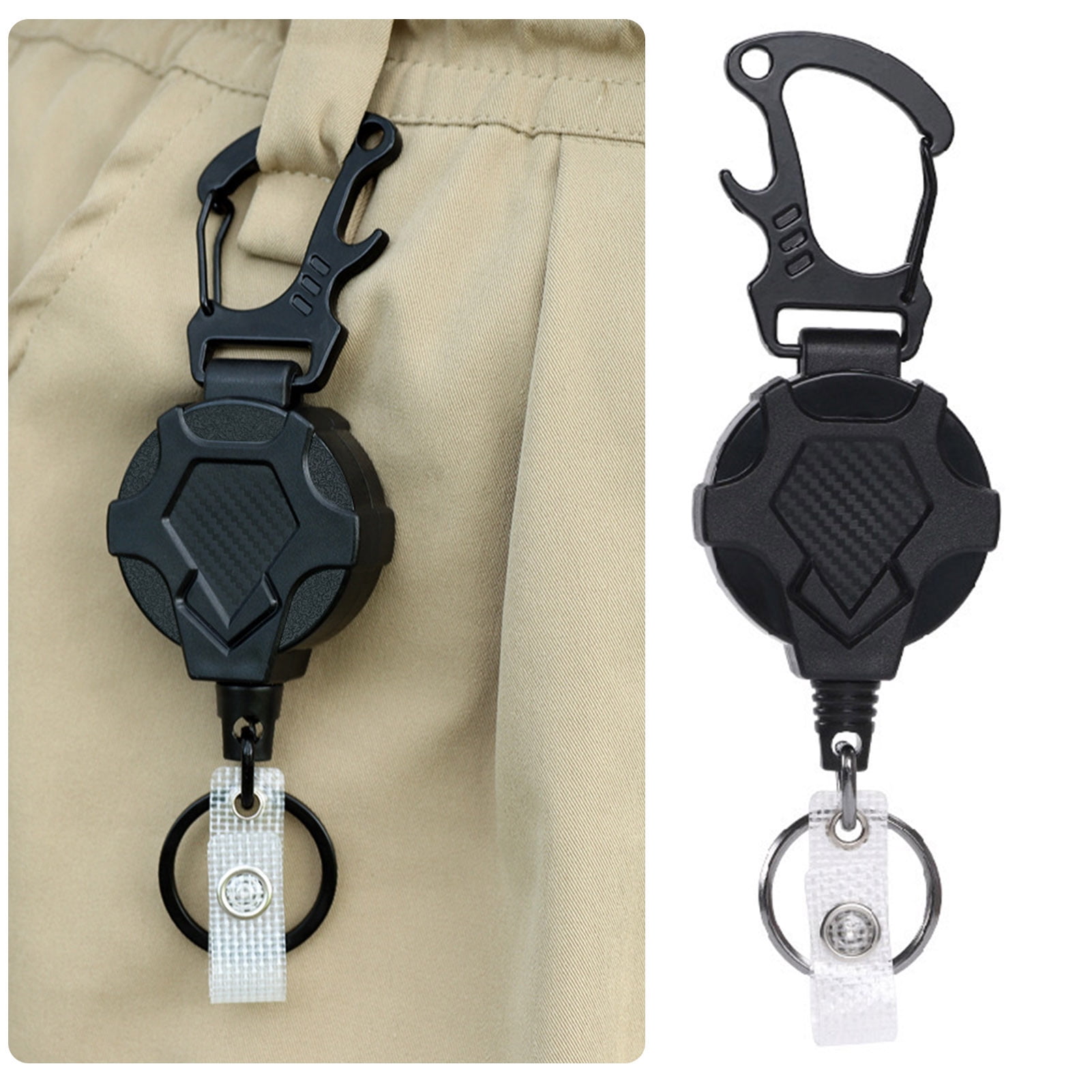 Heavy Duty Retractable Badge Holder With Lanyard & Carabiner – 31.5" Steel Cord, Keychain Clip