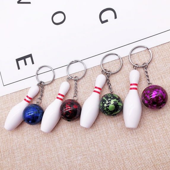 ASKMZ Key Ring Holder Car Key Chain Bowling Mini Ball Shape Smooth Surface Key Ring Easy Installation Sports Keyring Pendant Men Women Gift