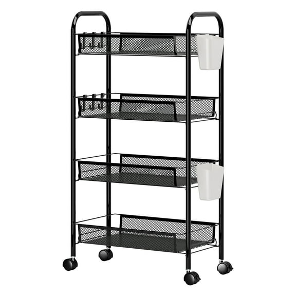 ASKMZ Kitchen Utility Cart Tower Rack Stackable Metal Mesh Basket