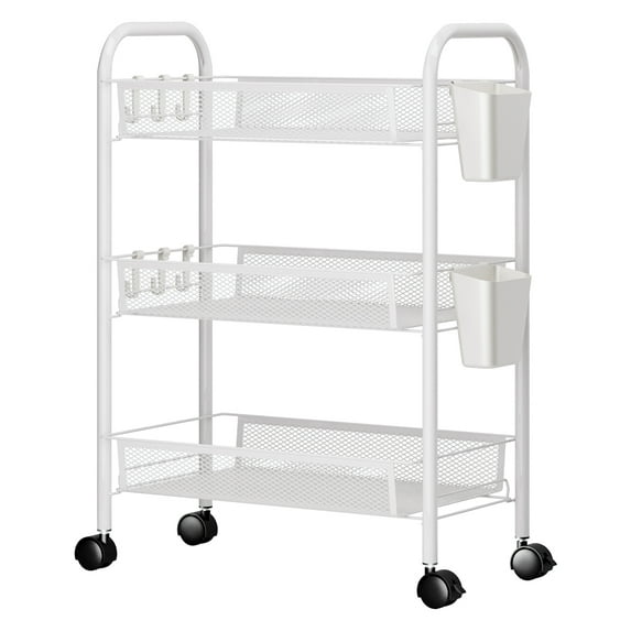ASKMZ Kitchen Utility Cart Tower Rack Stackable Metal Mesh Basket