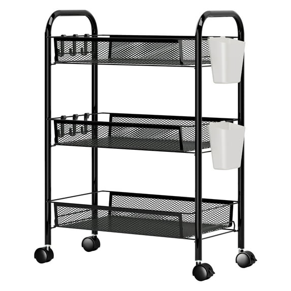 ASKMZ Kitchen Utility Cart Tower Rack Stackable Metal Mesh Basket