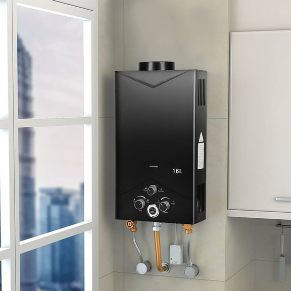 ASKMZ Portable Heater Tankless Water Heaters 4.21GPM 16L Fast Constant Temperature Water Heaters, Sprinkler, Gas Energy Supply, Knob Operation