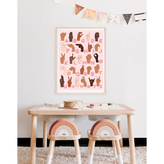 ASL Alphabet Educational Wall Art Print, Unframed Paper Poster 8x10in