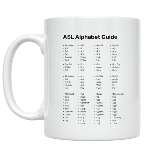 ASL Alphabet Guide - ASL Learner - 11 oz Ceramic Coffee Mug