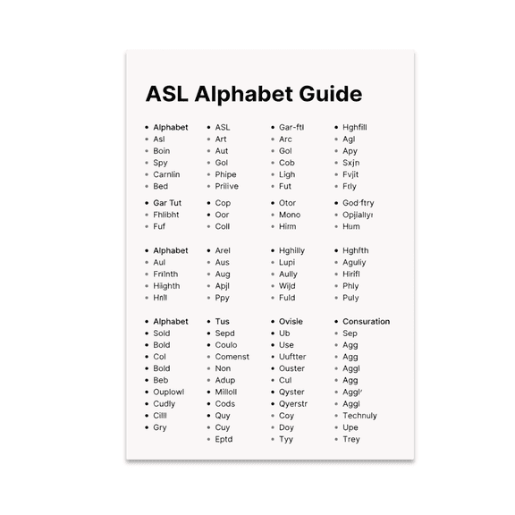 ASL Alphabet Guide Minimal Reference - ASL Learner - 13x19 Poster Print