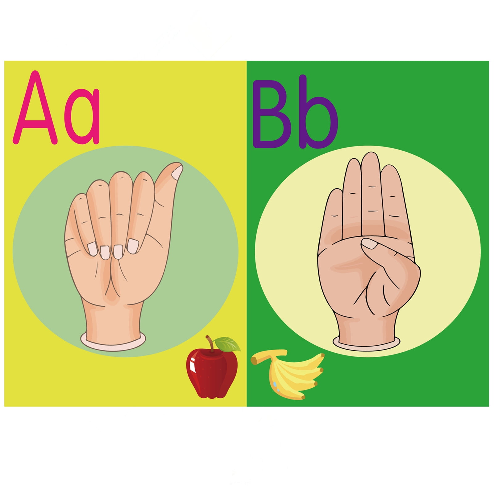 ASL Alphabet Poster for Kids, 36 American Sign Language Wall Art Chart ...