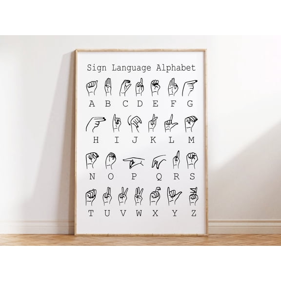 ASL Alphabet Rainbow Educational Wall Art, Unframed Paper Print Size 8x12