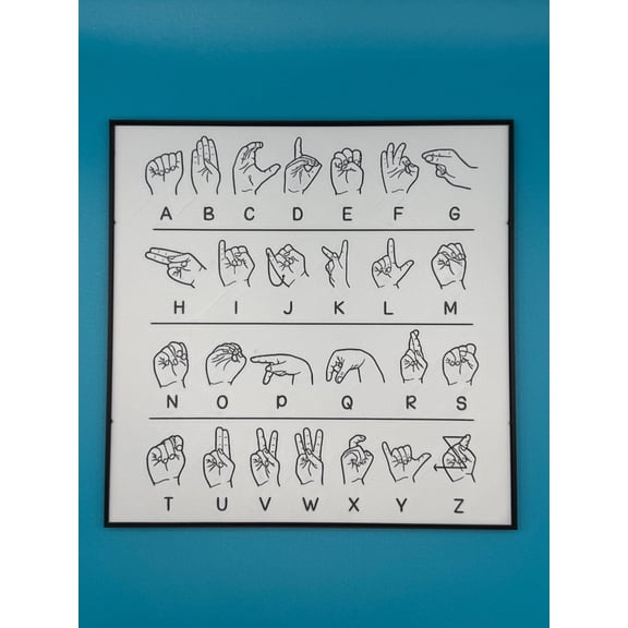 ASL Alphabet Sign Language Wall Art Print, Unframed Paper Poster 8x10in