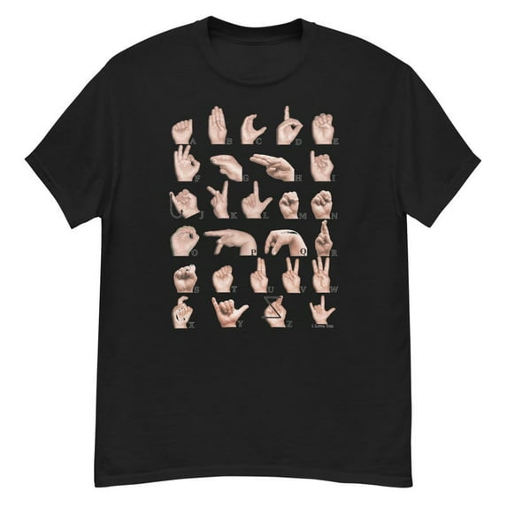 ASL American Sign Language Alphabet Graphic TShirt Spelling Hand Gift ...