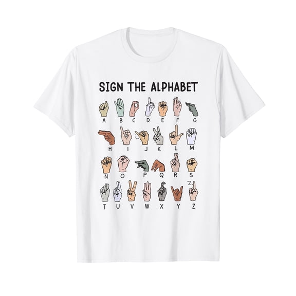 ASL American Sign Language, Alphabet Inclusive Sign ABCs T-Shirt