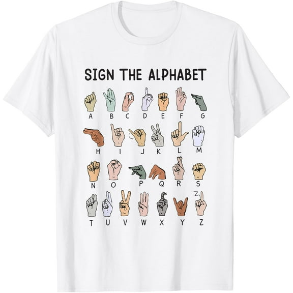 ASL American Sign Language, Alphabet Inclusive Sign ABCs T-Shirt