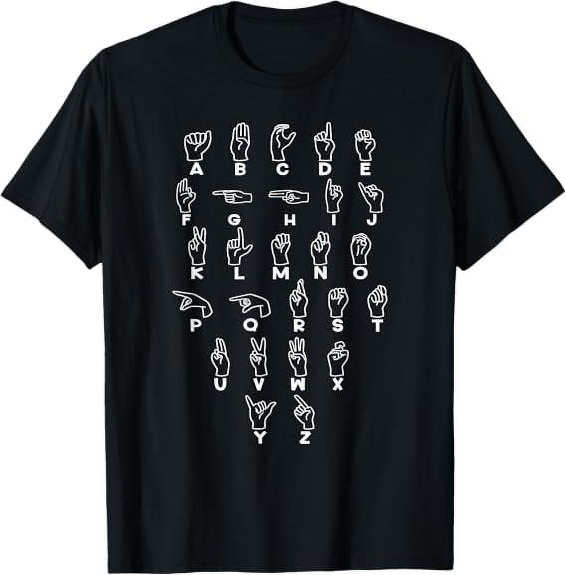 ASL American Sign Language Deaf Awareness ABCD Alphabet TShirt