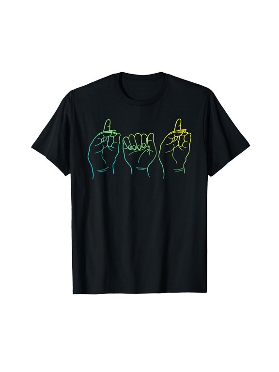 ASL American Sign Language Deaf Dad Hand Gesture Fathers Day T-Shirt