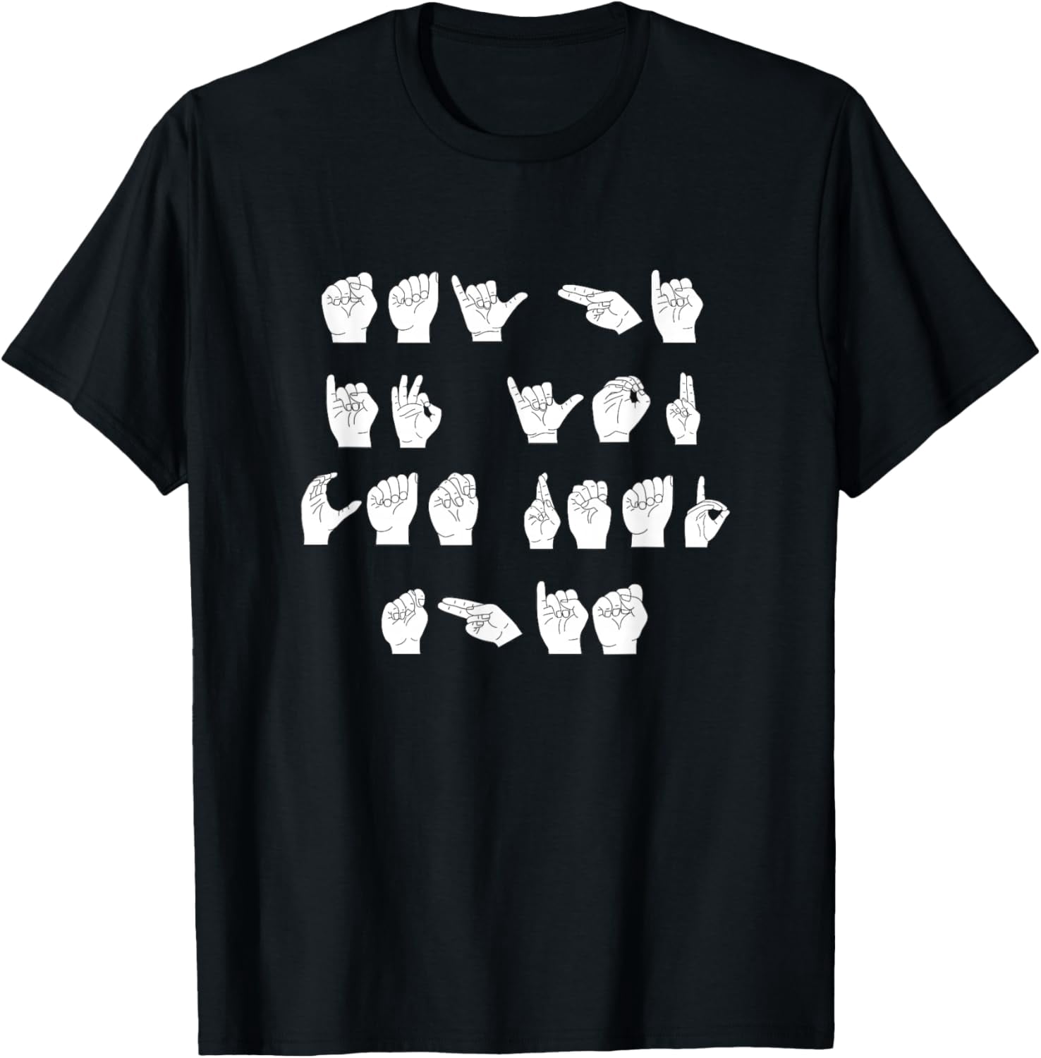 ASL American Sign Language Finger Spell Hand Women Men Adult T-Shirt ...