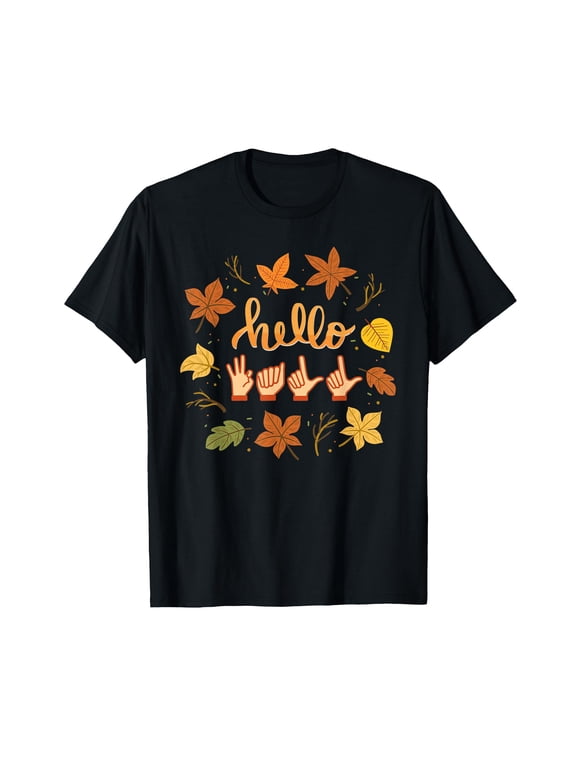 ASL (American Sign Language) Hello Fall Design T-Shirt