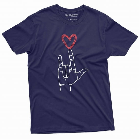 ASL Day T-shirt American Sign Language T-shirt Mens Womens Sign language Celebration Love Tee shirt (4X-Large Navy Blue)