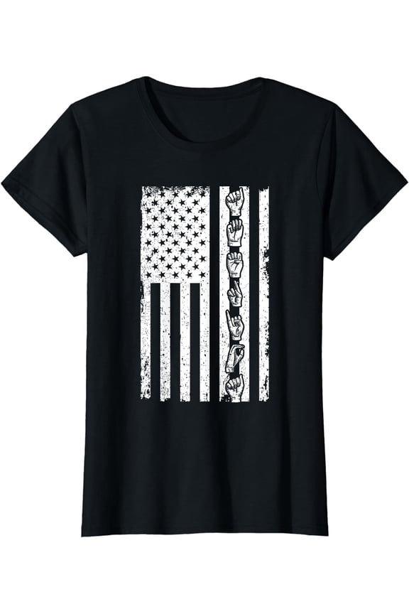 ASL Flag - Sign Language Gift Deaf Gift ASL Teacher Gift T-Shirt