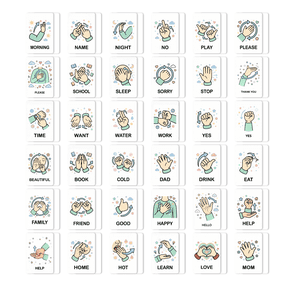 ASL Flashcards, 36 Pcs American Sign Language Learning Cards for Beginners, Educational Sign Language Communication Tool for Classroom, Home Schooling and Speech Therapy,A