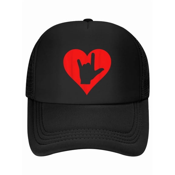 ASL Heart American Sign Languages Day Hand Talking Baseball Cap
