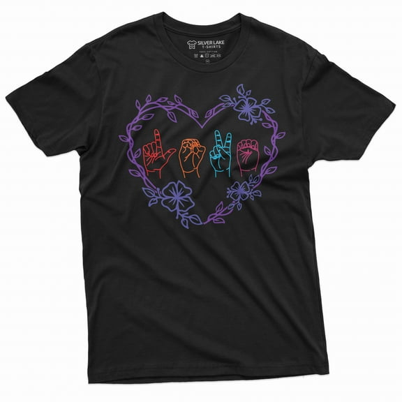 ASL Heart Shirt Sign Language Shirt Deaf Gifts Sign Language Teacher Deaf Shirt ASL T Shirt (XX-Large Black)